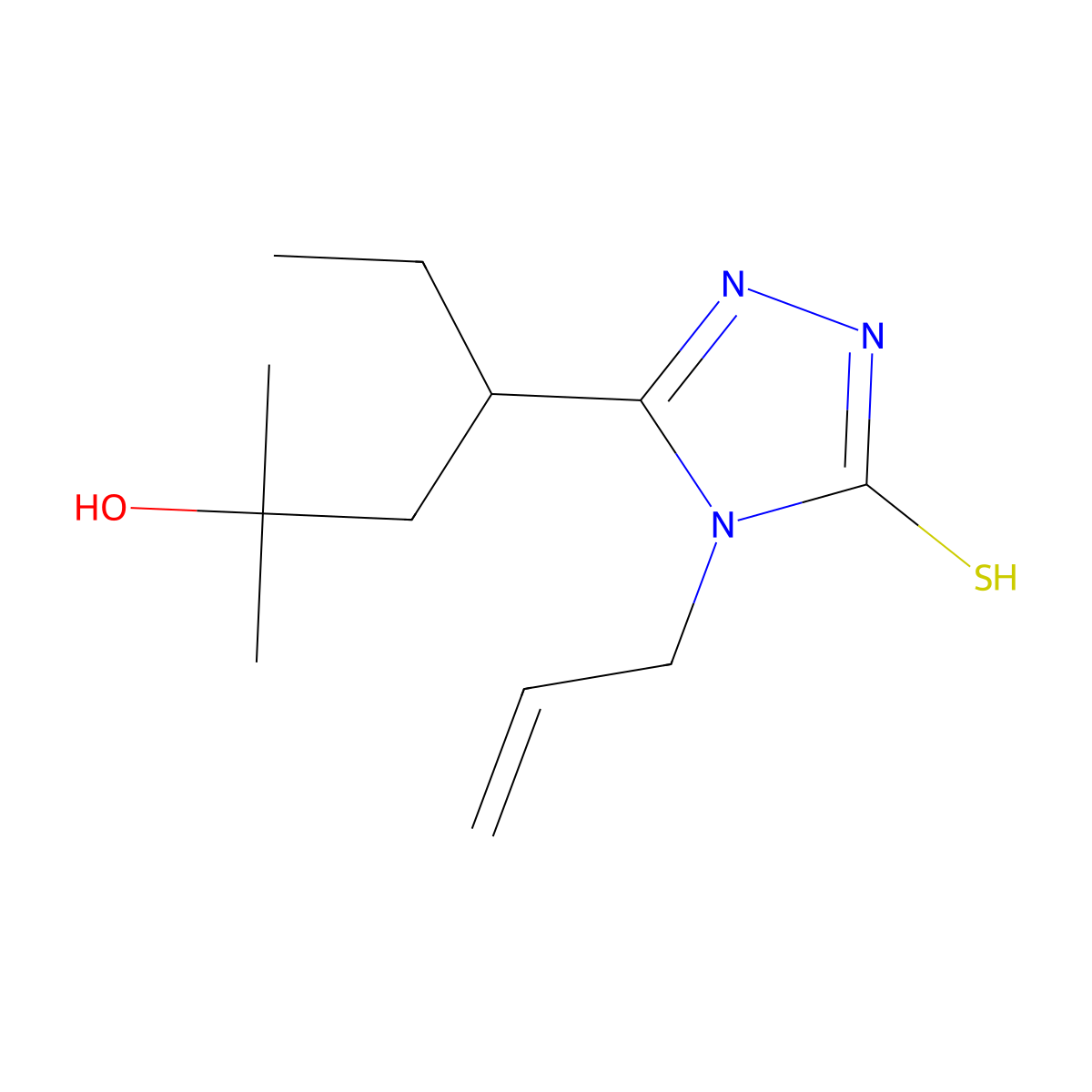 3-(5-hydroxy-5-methylhexan-3-yl)-4-prop-2-enyl-1H-1,2,4-triazole-5-thione molecular structure, CAS 309270-77-7