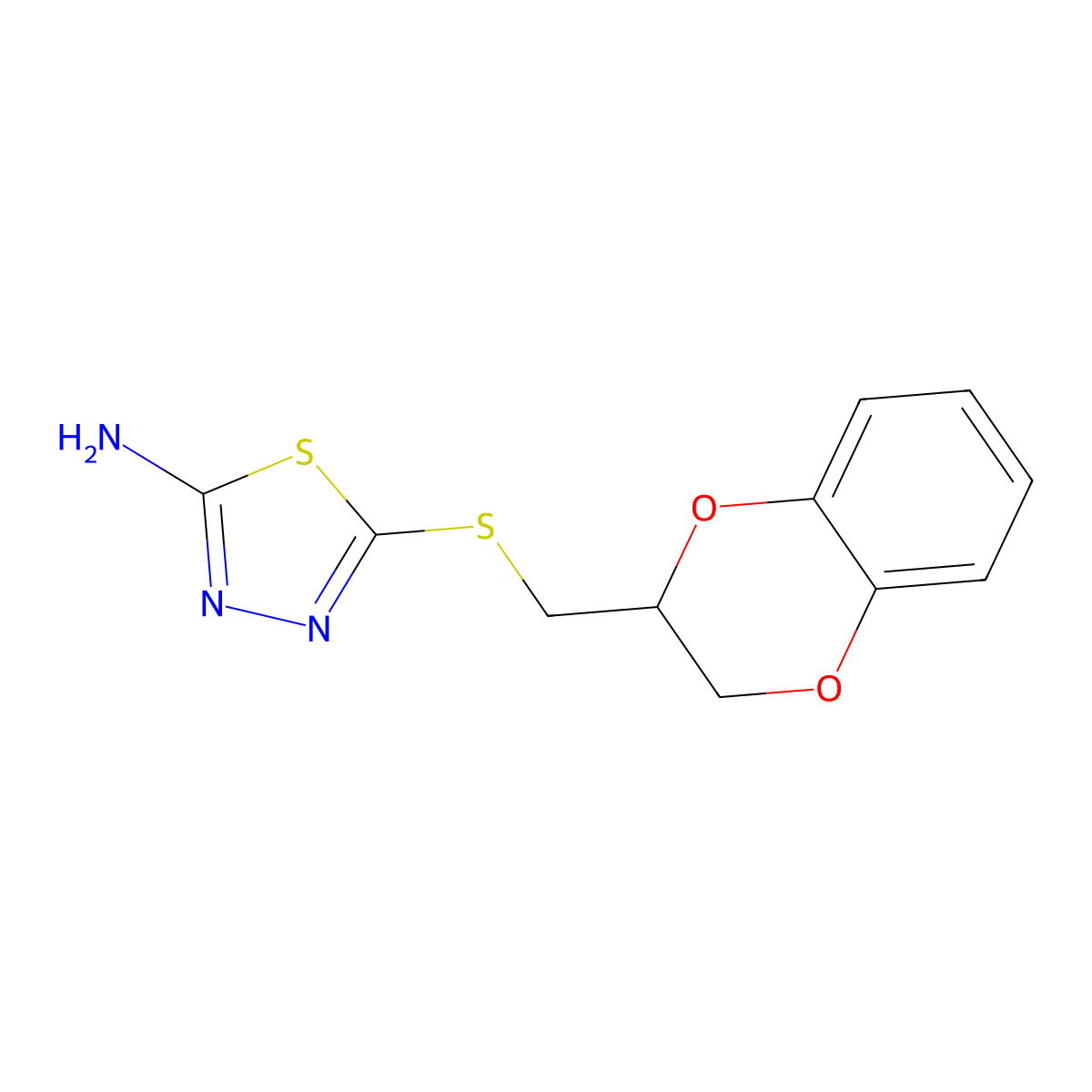 5-[(2,3-Dihydro-1,4-benzodioxin-2-ylmethyl)sulfanyl]-1,3,4-thiadiazol-2-amine molecular structure, CAS 309270-86-8