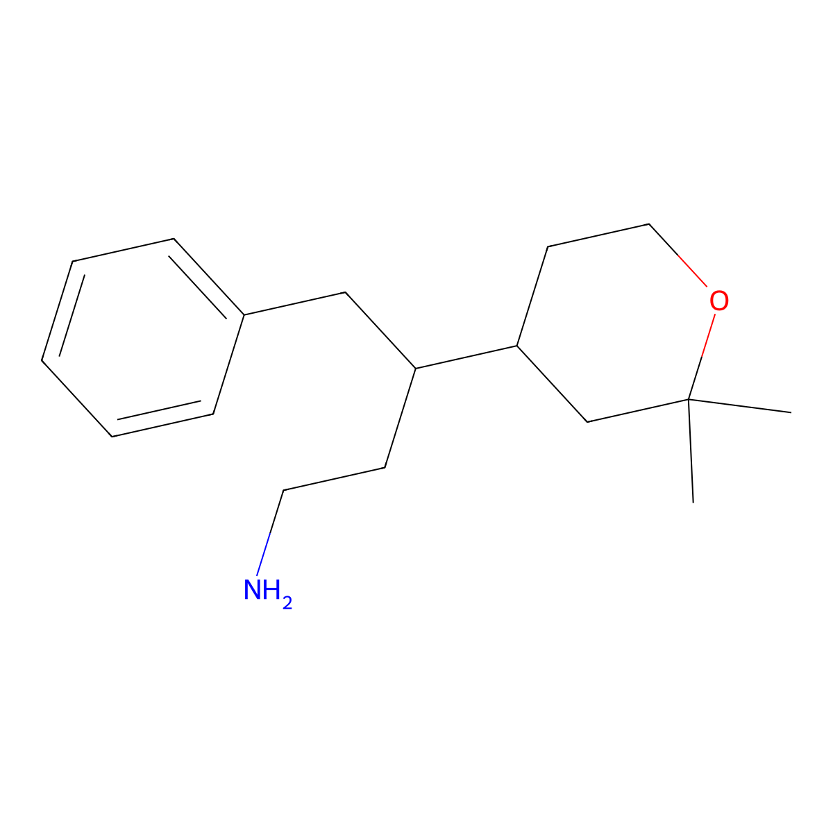 3-(2,2-Dimethyloxan-4-yl)-4-phenylbutan-1-amine molecular structure, CAS 309270-88-0