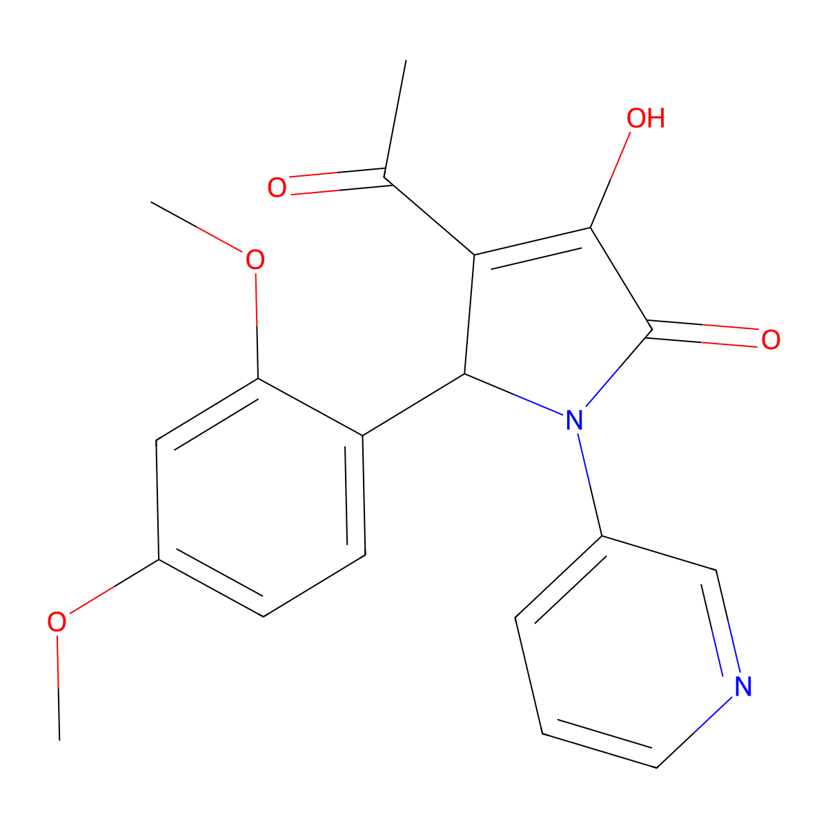 3-acetyl-2-(2,4-dimethoxyphenyl)-4-hydroxy-1-pyridin-3-yl-2H-pyrrol-5-one molecular structure, CAS 309270-89-1
