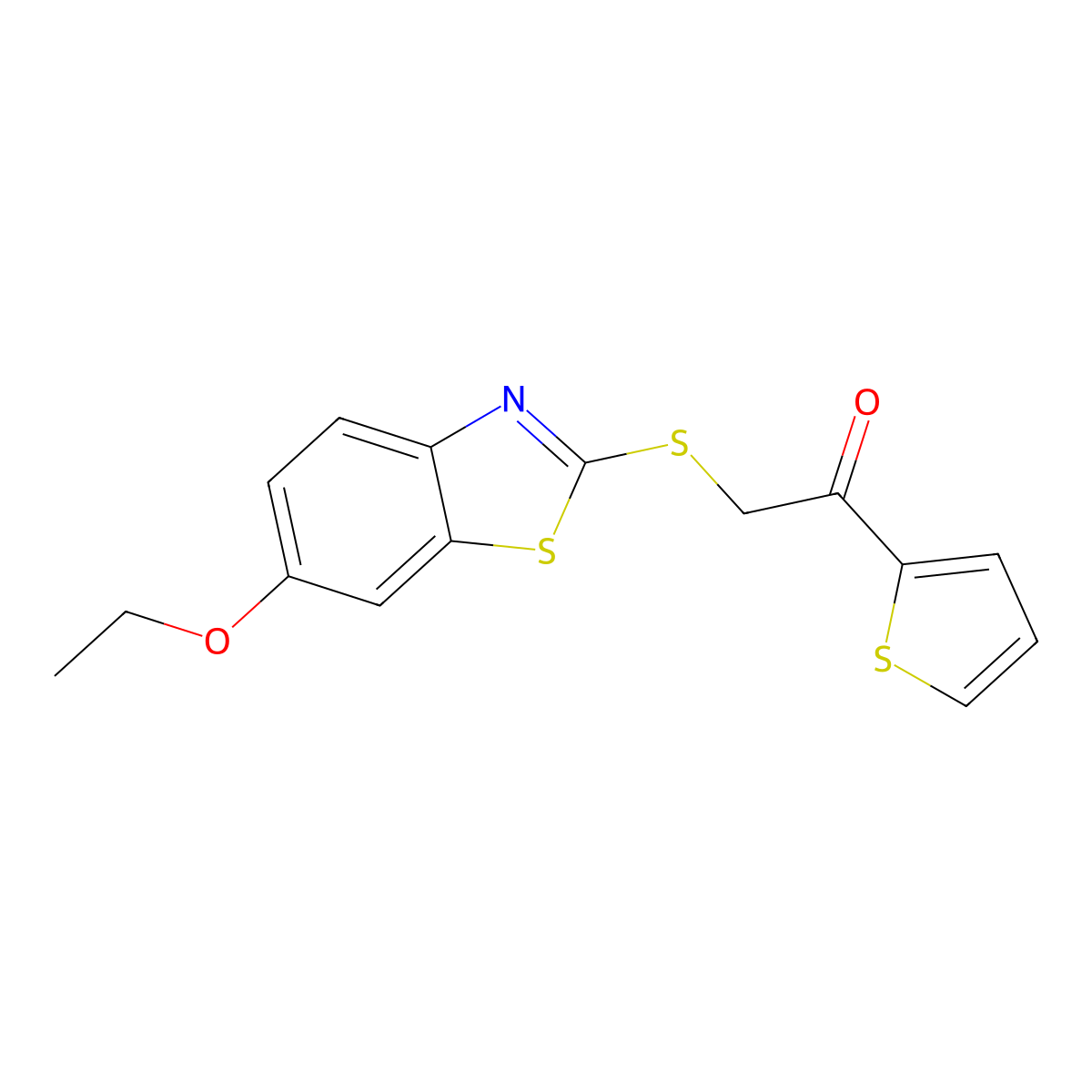 2-[(6-Ethoxy-1,3-benzothiazol-2-yl)sulfanyl]-1-thiophen-2-ylethanone molecular structure, CAS 309271-05-4