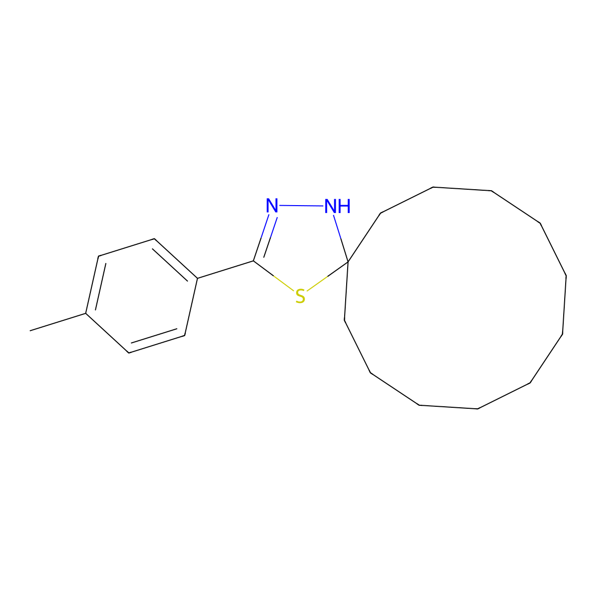 3-(4-Methylphenyl)-4-thia-1,2-diazaspiro[4.11]hexadec-2-ene molecular structure, CAS 309271-39-4