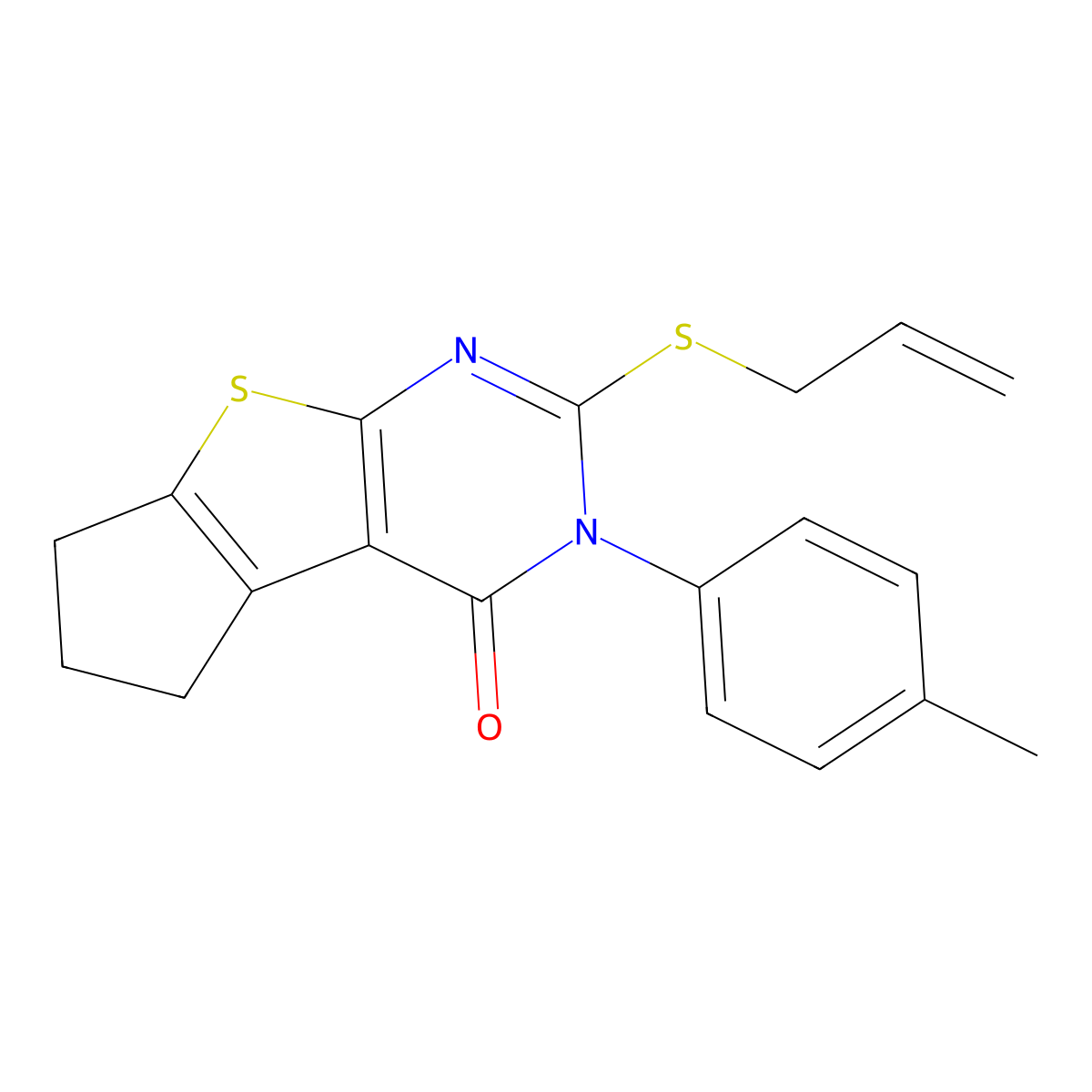 6-Allylsulfanyl-5-p-tolyl-1,2,3,5-tetrahydro-8-thia-5,7-diaza-cyclopenta[a]inden-4-one molecular structure, CAS 309272-15-9
