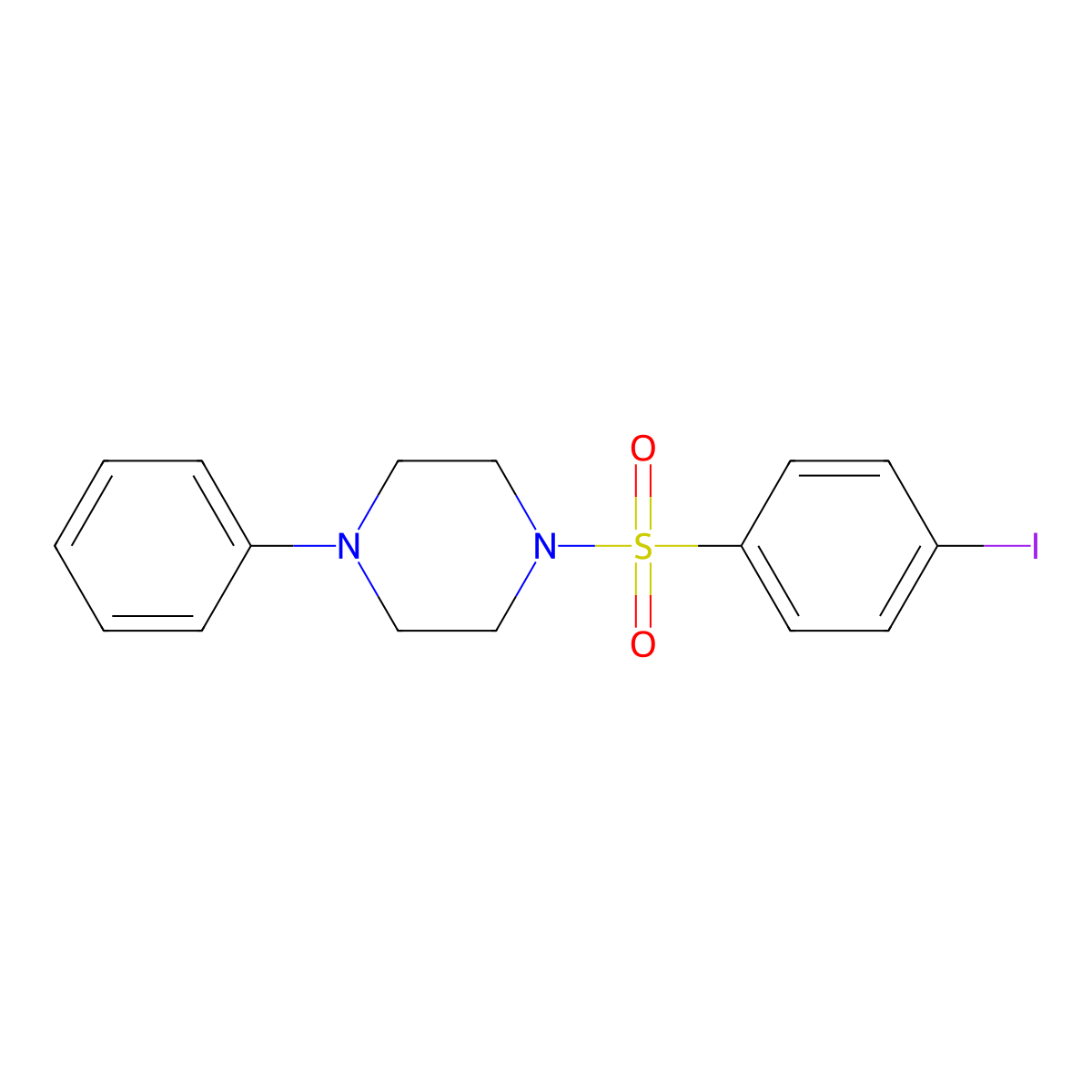 1-((4-Iodophenyl)sulfonyl)-4-phenylpiperazine molecular structure, CAS 309272-60-4