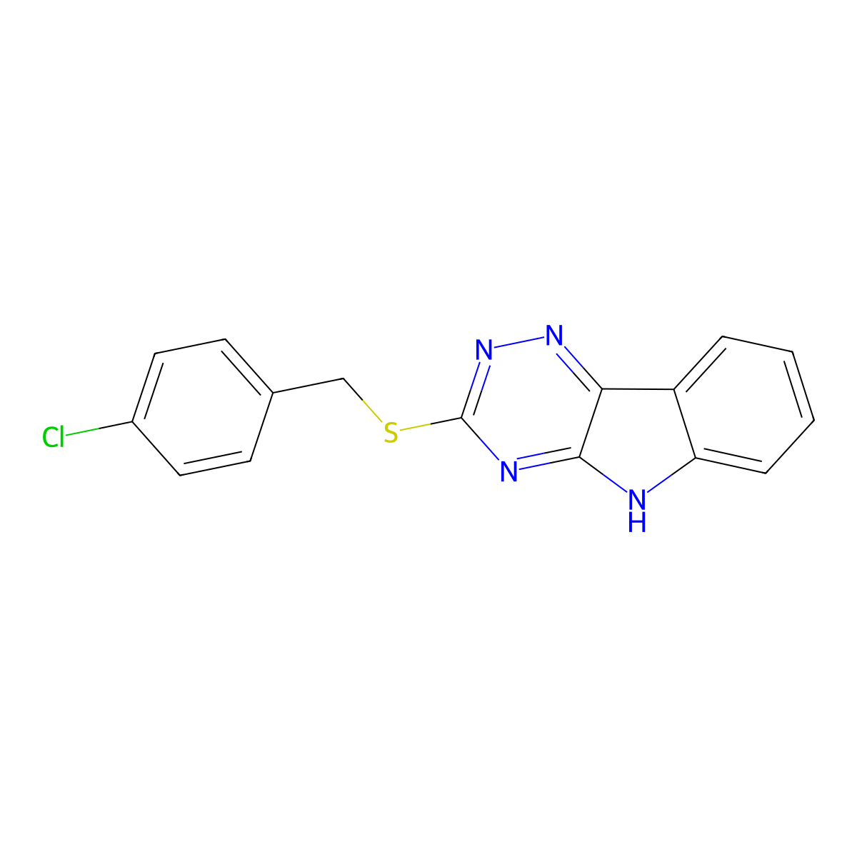 3-[(4-chlorophenyl)methylsulfanyl]-5H-[1,2,4]triazino[5,6-b]indole molecular structure, CAS 309272-95-5