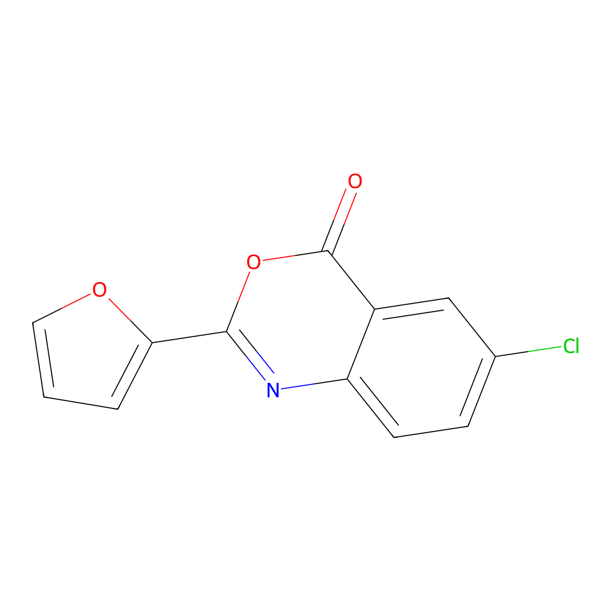 6-chloro-2-(furan-2-yl)-4H-3,1-benzoxazin-4-one molecular structure, CAS 309272-96-6