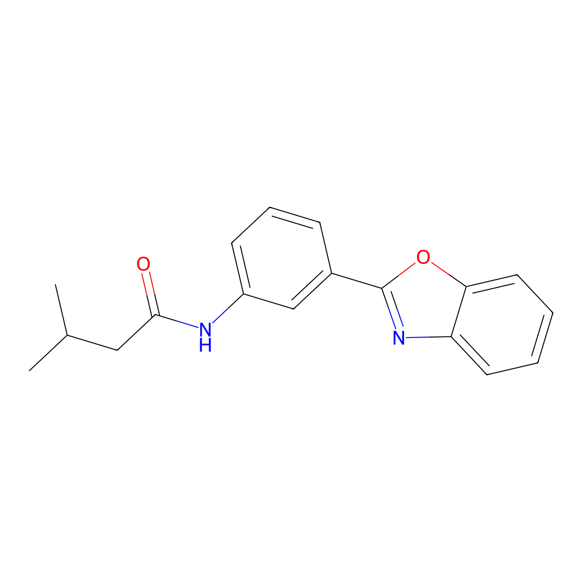 N-[3-(1,3-benzoxazol-2-yl)phenyl]-3-methylbutanamide molecular structure, CAS 309273-84-5