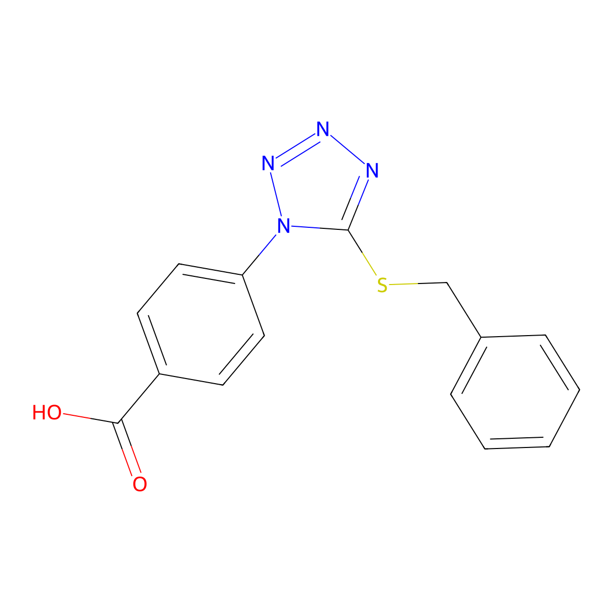 4-(5-Benzylsulfanyltetrazol-1-yl)benzoic acid molecular structure, CAS 309274-11-1