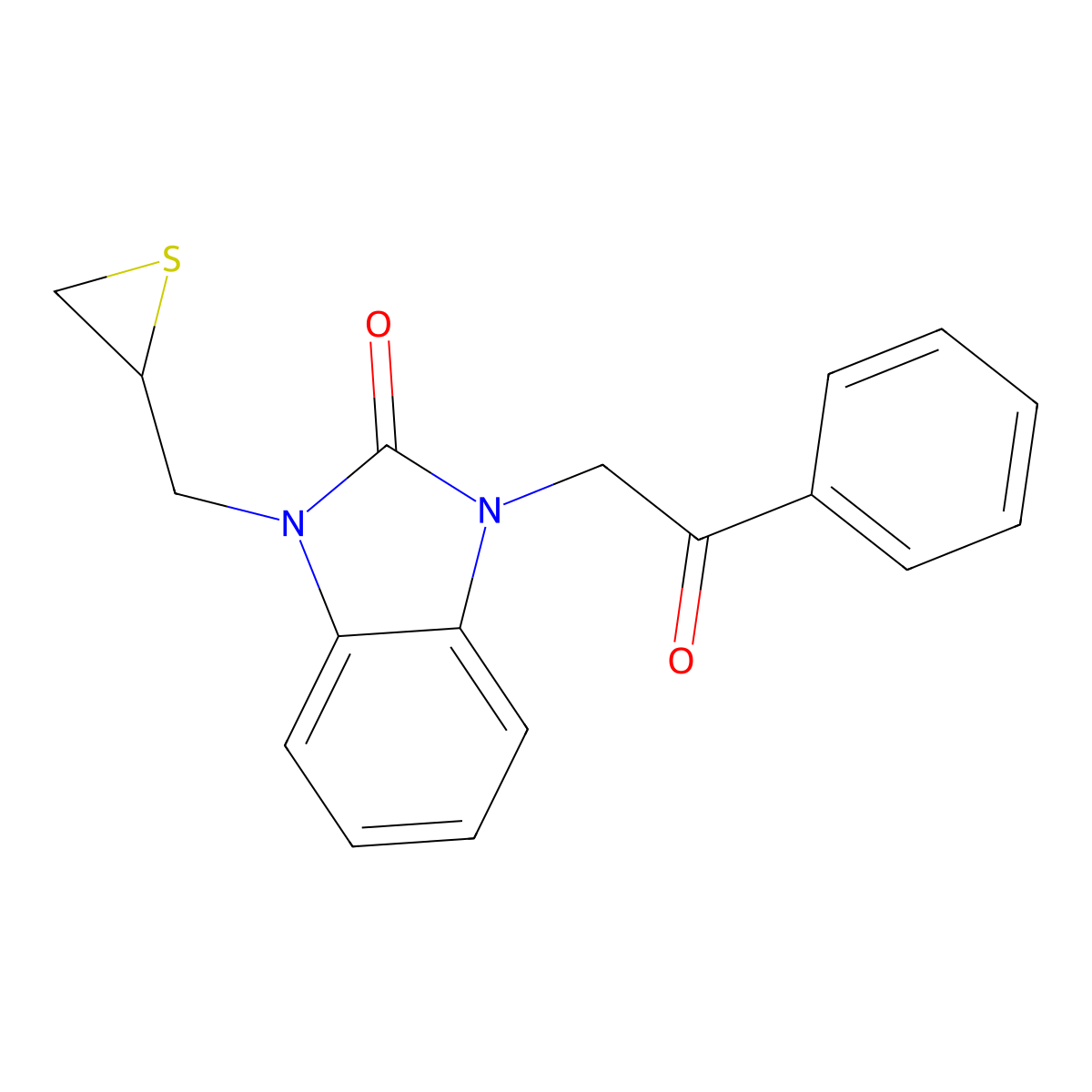 1-Phenacyl-3-(thiiran-2-ylmethyl)benzimidazol-2-one molecular structure, CAS 309274-33-7