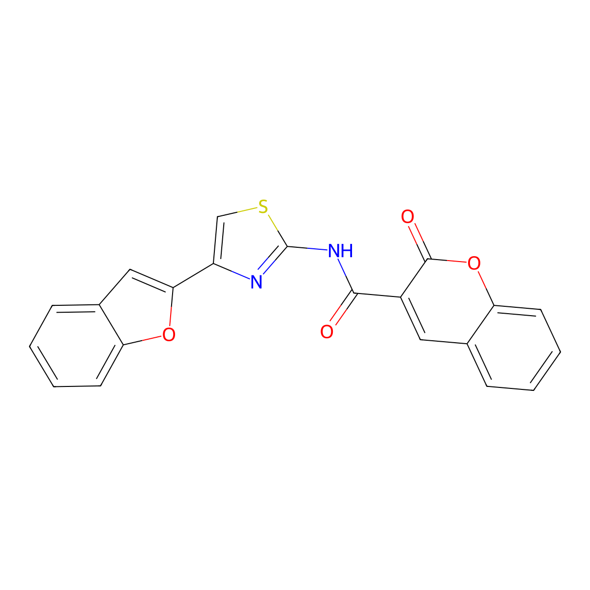 N-[4-(1-benzofuran-2-yl)-1,3-thiazol-2-yl]-2-oxo-2H-chromene-3-carboxamide molecular structure, CAS 309274-37-1