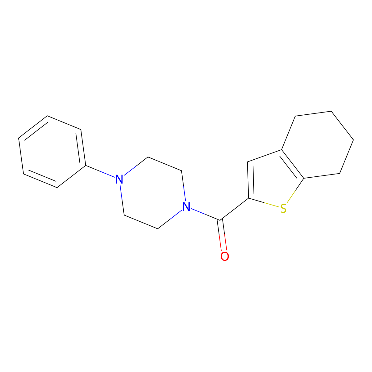 (4-Phenylpiperazin-1-yl)-(4,5,6,7-tetrahydro-1-benzothiophen-2-yl)methanone molecular structure, CAS 309274-39-3