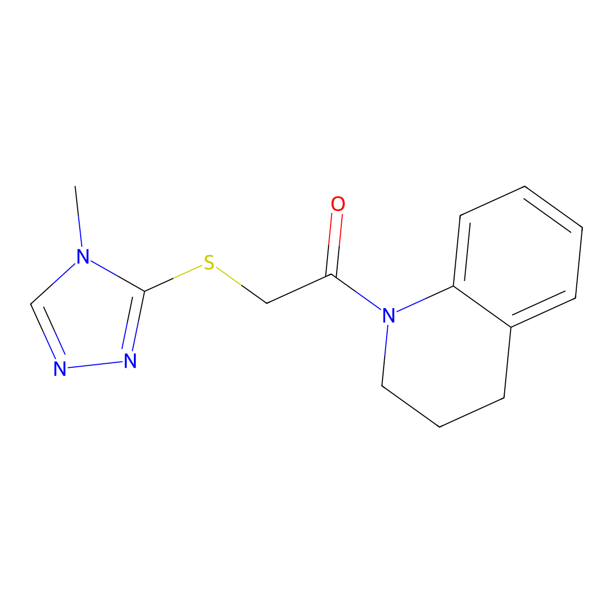 1-(3,4-dihydro-2H-quinolin-1-yl)-2-[(4-methyl-1,2,4-triazol-3-yl)sulfanyl]ethanone molecular structure, CAS 309274-58-6