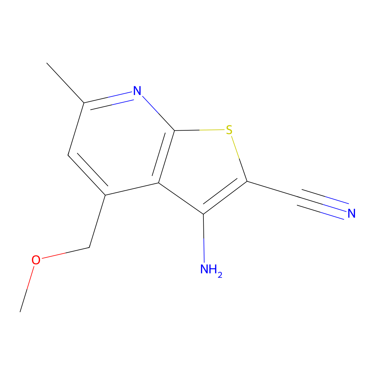 3-Amino-4-(methoxymethyl)-6-methylthieno[2,3-b]pyridine-2-carbonitrile molecular structure, CAS 309275-37-4