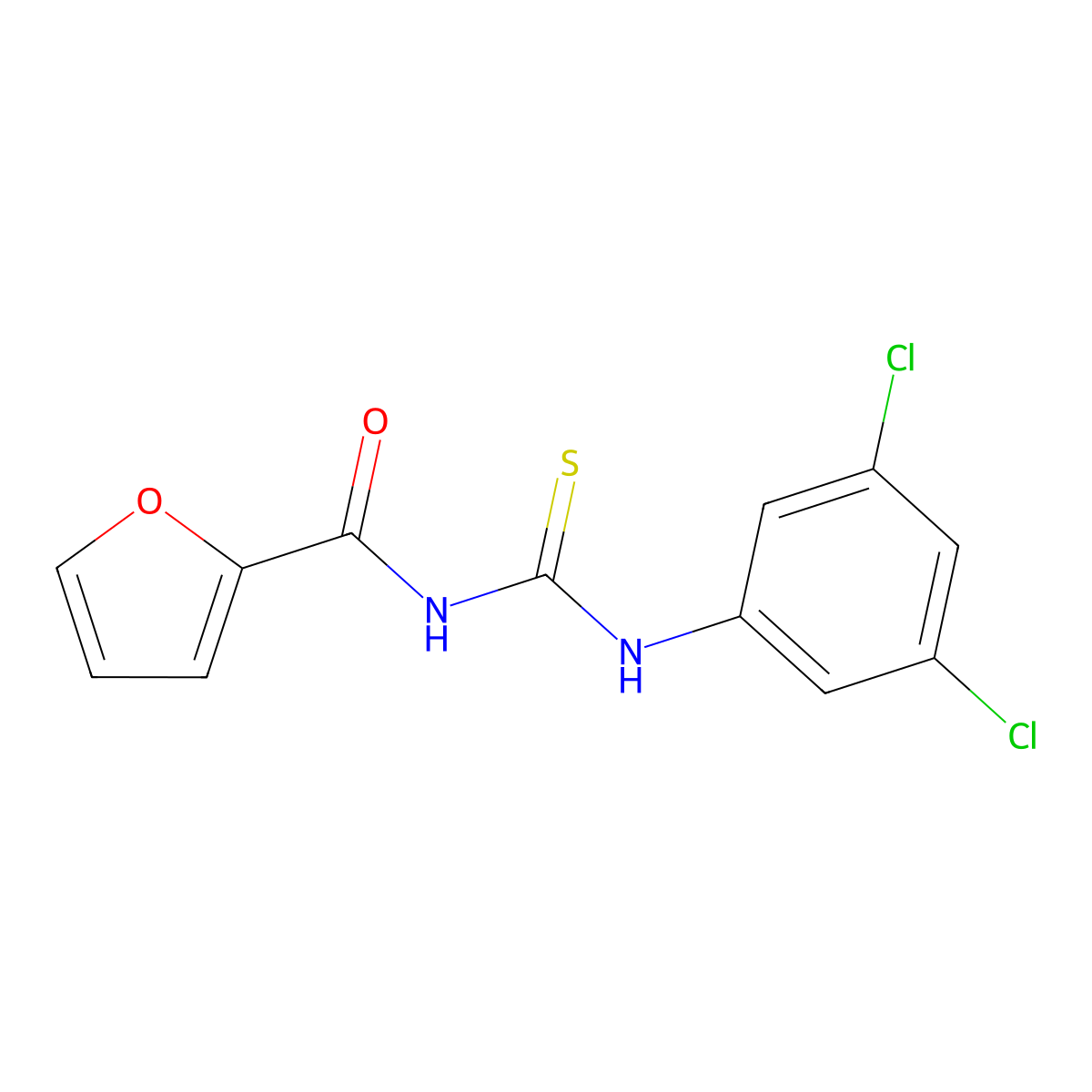 N-[(3,5-dichlorophenyl)carbamothioyl]furan-2-carboxamide molecular structure, CAS 309275-81-8