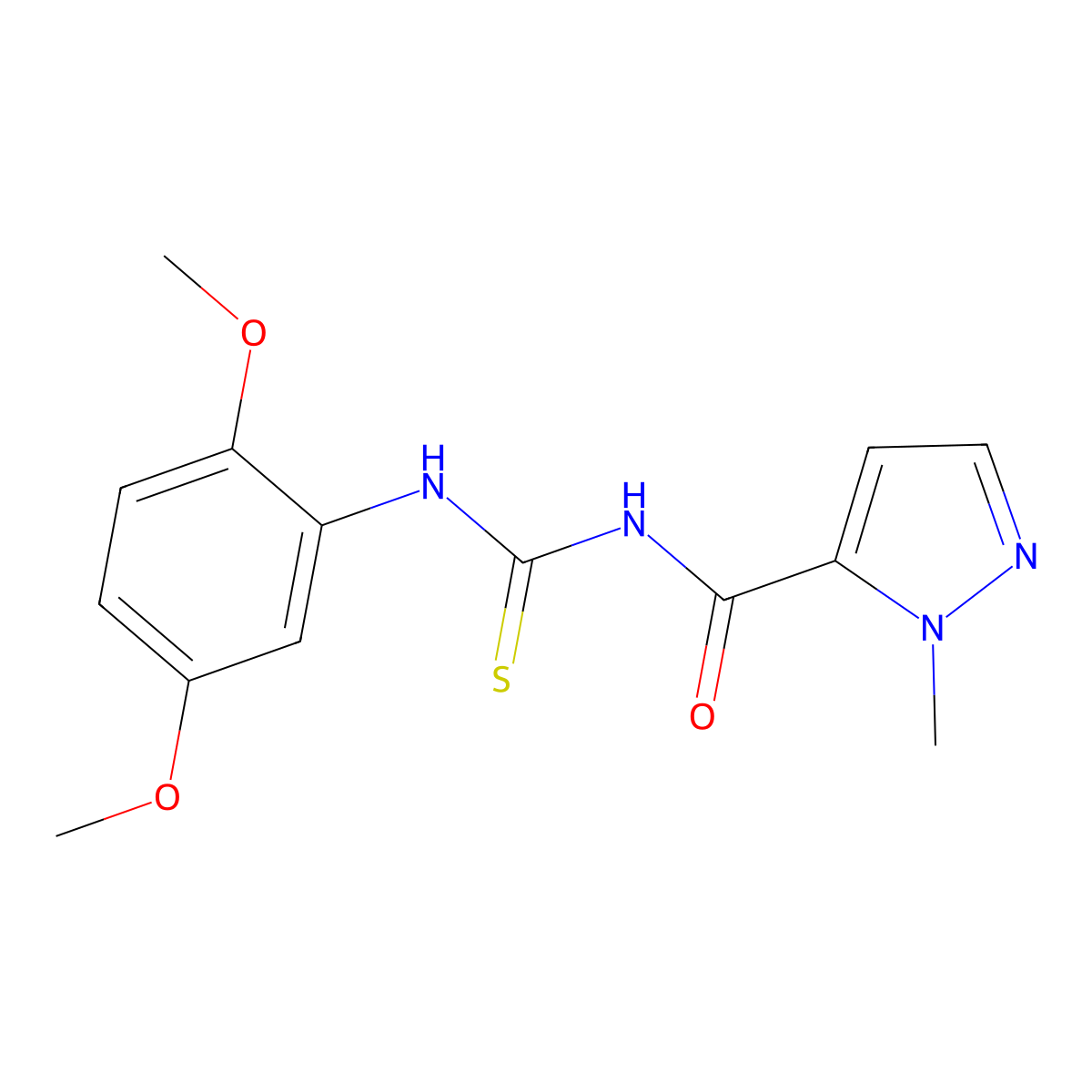 N-[(2,5-dimethoxyphenyl)carbamothioyl]-2-methylpyrazole-3-carboxamide molecular structure, CAS 309275-85-2