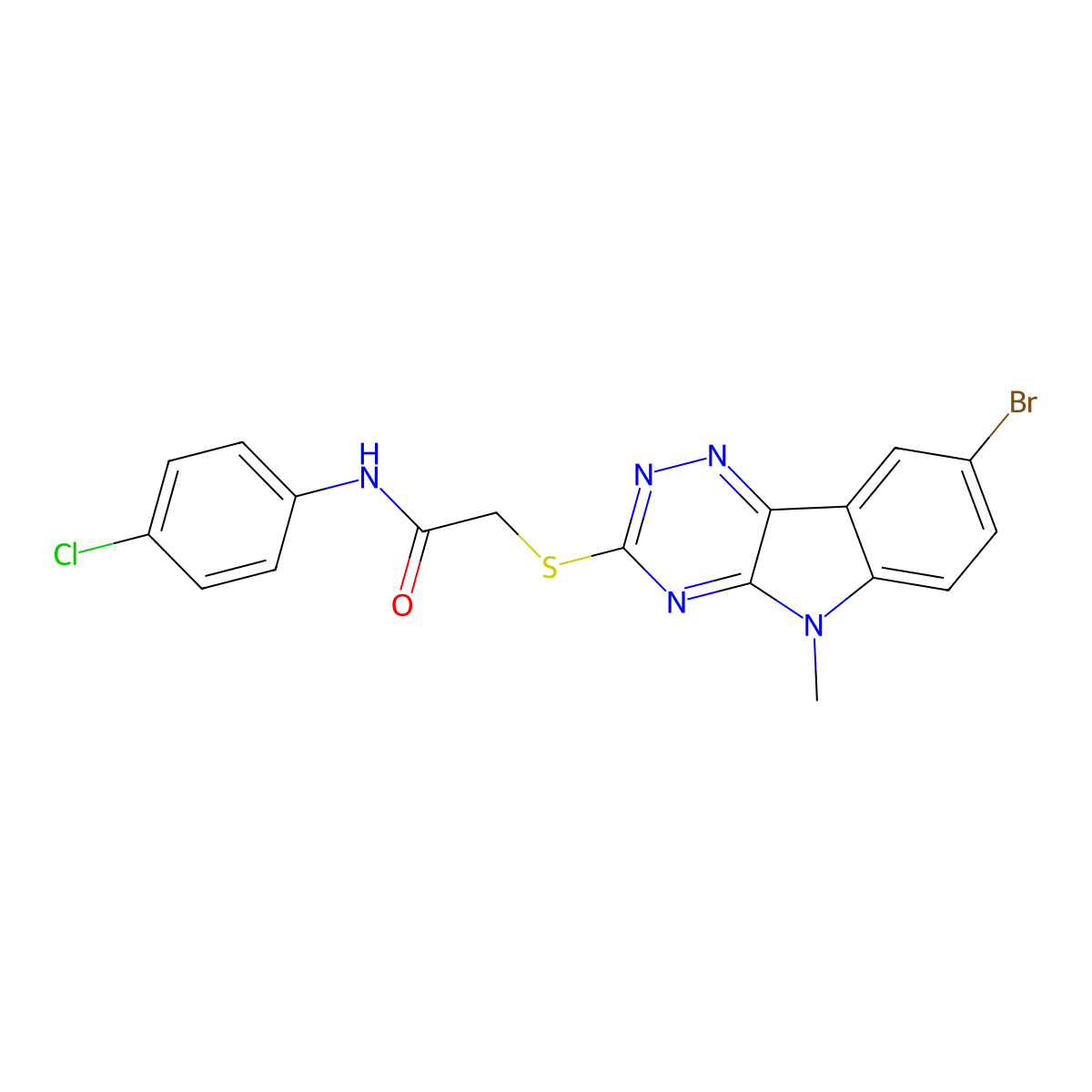 2-[(8-bromo-5-methyl-[1,2,4]triazino[5,6-b]indol-3-yl)sulfanyl]-N-(4-chlorophenyl)acetamide molecular structure, CAS 309275-95-4