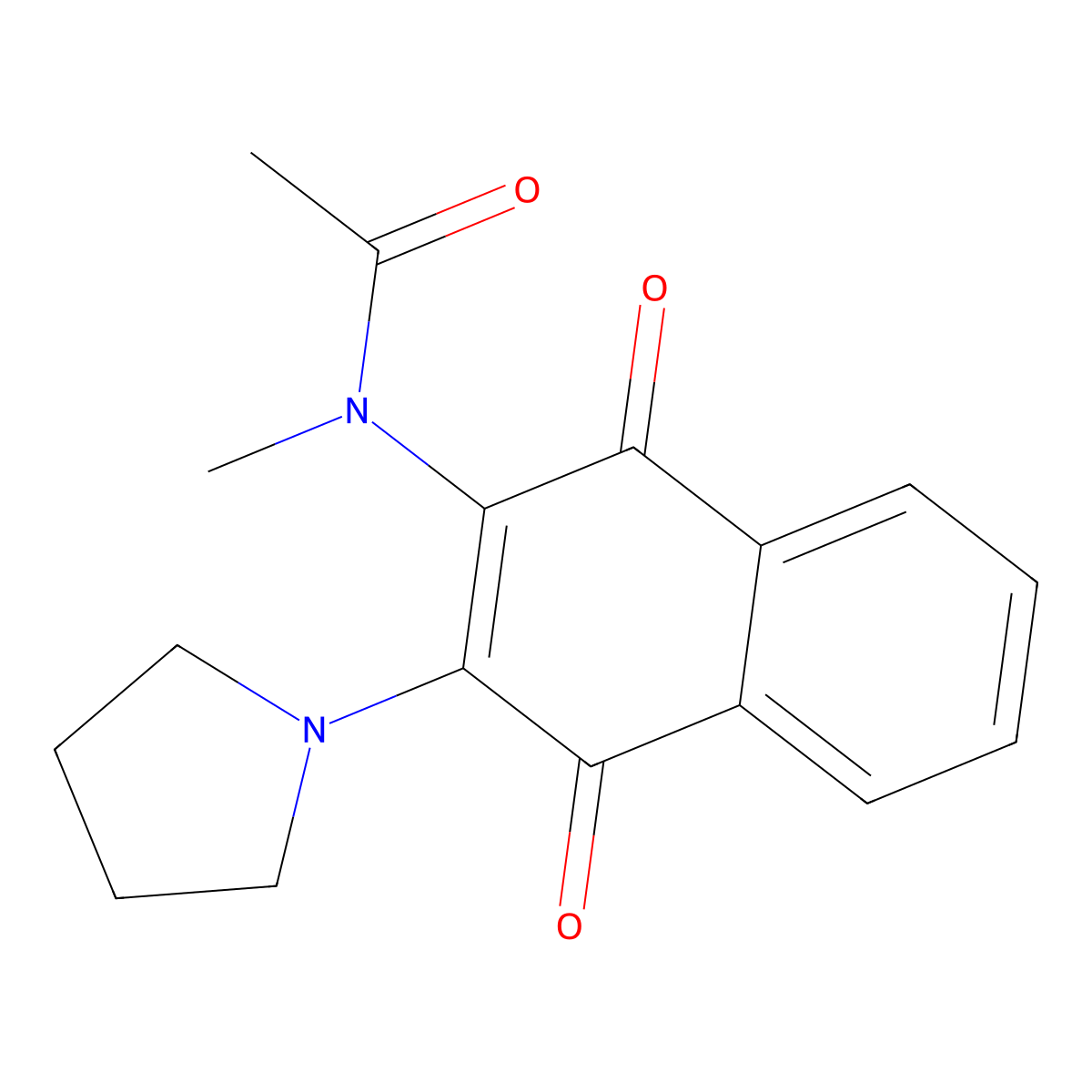 N-(1,4-dioxo-3-pyrrolidin-1-ylnaphthalen-2-yl)-N-methylacetamide molecular structure, CAS 309276-10-6