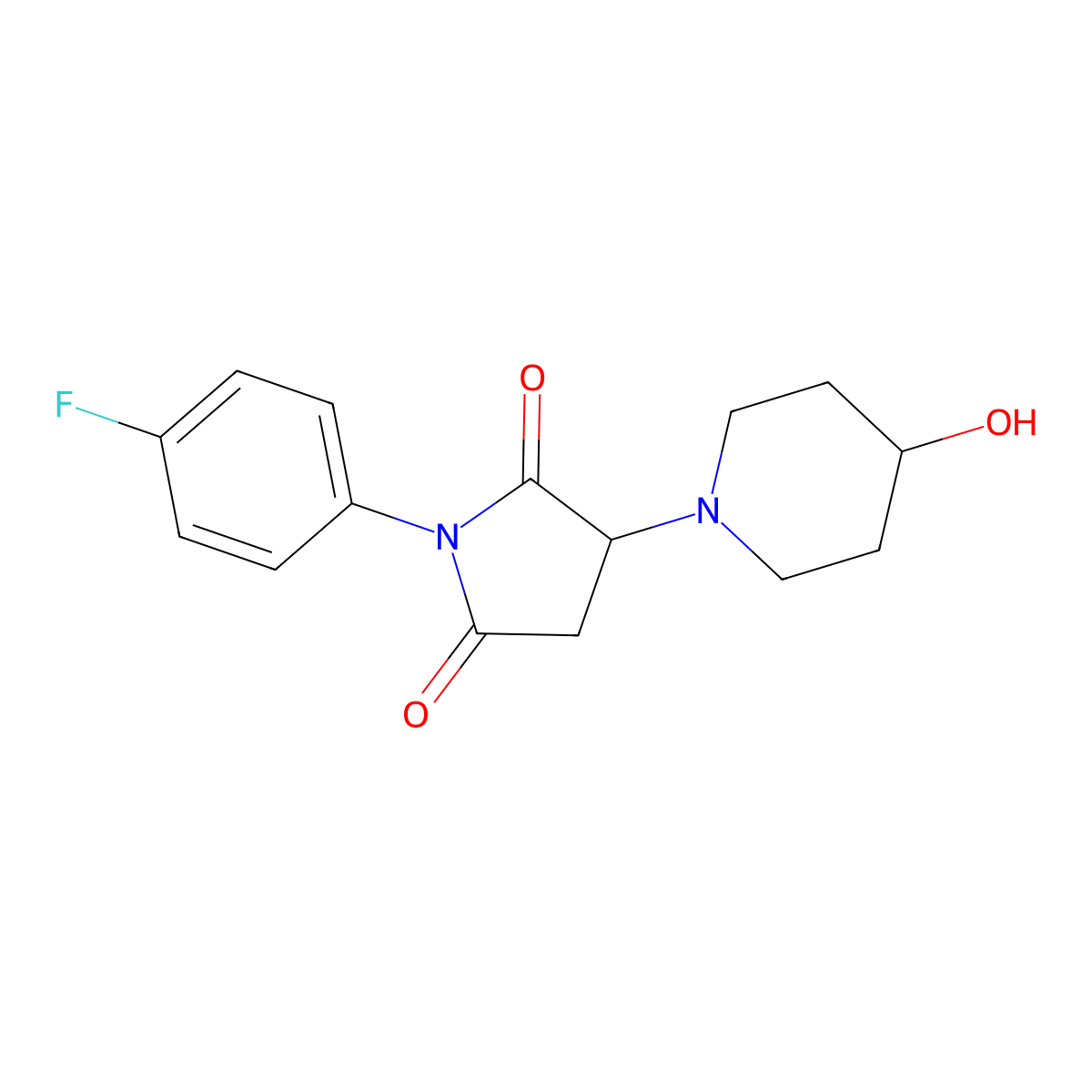 1-(4-Fluorophenyl)-3-(4-hydroxypiperidin-1-yl)pyrrolidine-2,5-dione molecular structure, CAS 309276-61-7