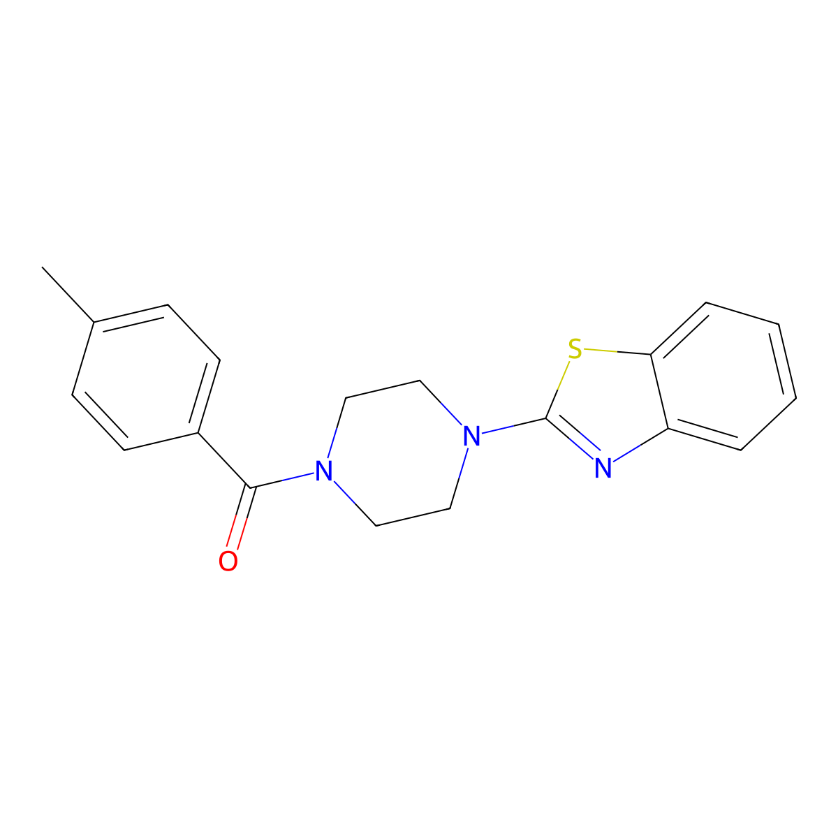 [4-(1,3-Benzothiazol-2-yl)piperazino](4-methylphenyl)methanone molecular structure, CAS 309276-74-2