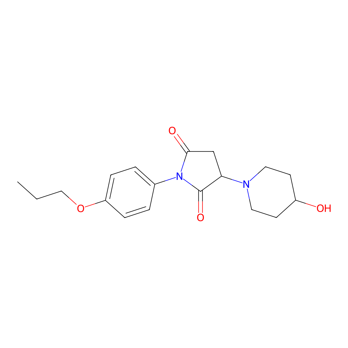 3-(4-Hydroxypiperidin-1-yl)-1-(4-propoxyphenyl)pyrrolidine-2,5-dione molecular structure, CAS 309277-21-2