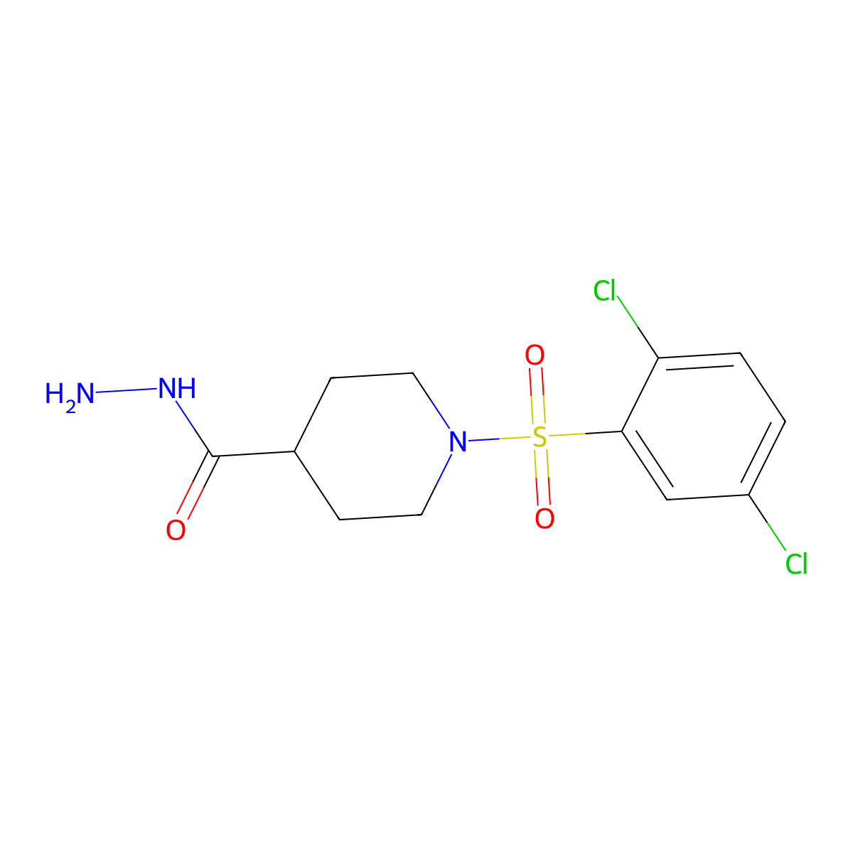 1-[(2,5-Dichlorophenyl)sulfonyl]piperidine-4-carbohydrazide molecular structure, CAS 309278-23-7
