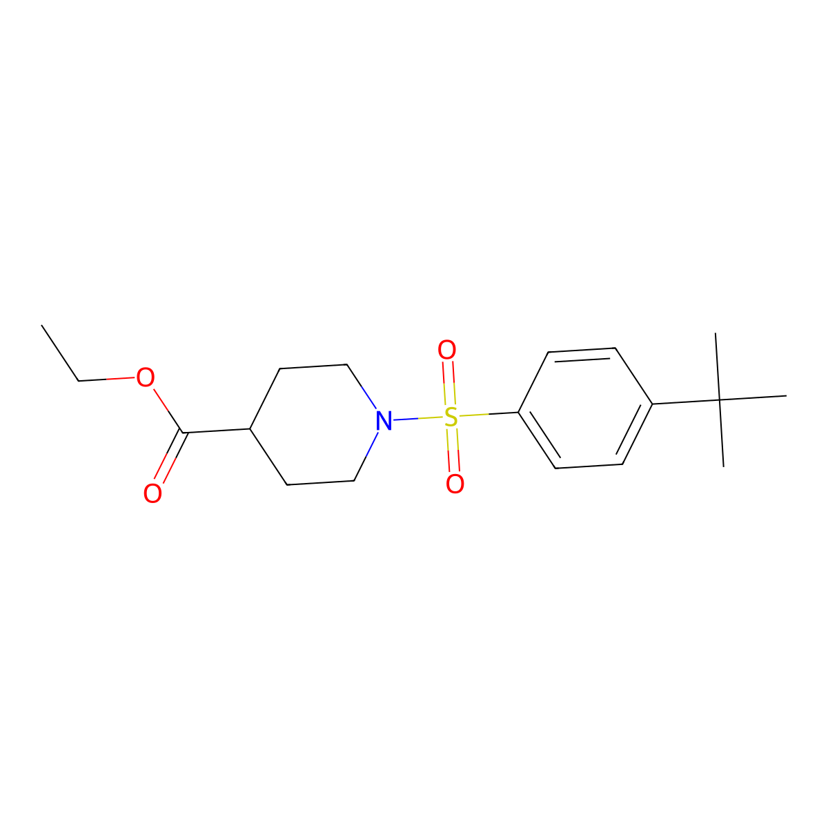 Ethyl 1-[[4-(1,1-dimethylethyl)phenyl]sulfonyl]-4-piperidinecarboxylate molecular structure, CAS 309278-24-8