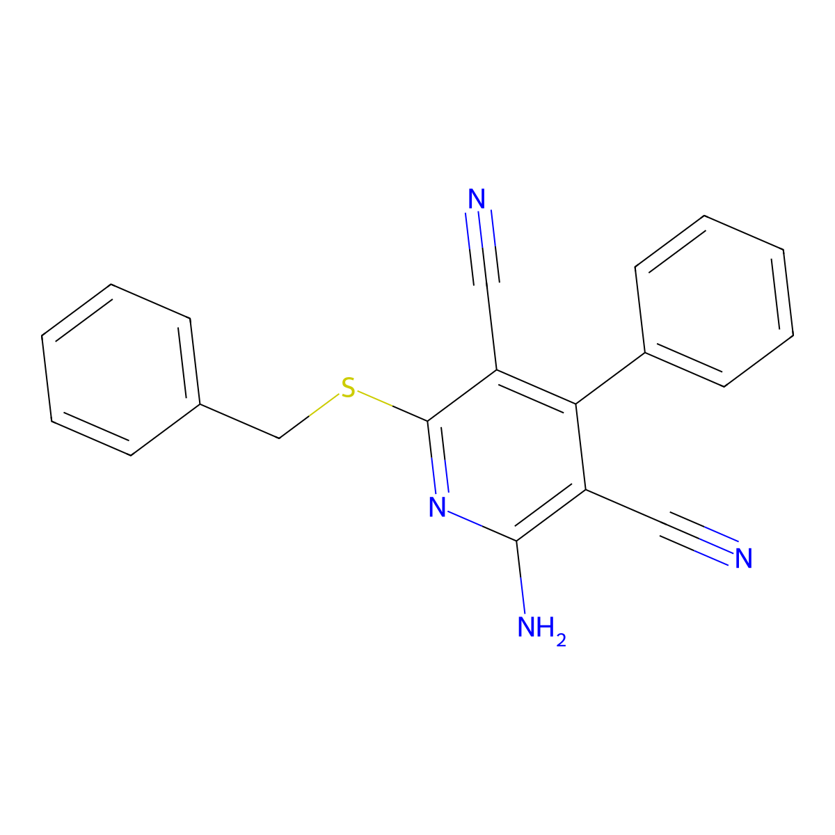 2-Amino-6-(benzylsulfanyl)-4-phenylpyridine-3,5-dicarbonitrile molecular structure, CAS 309278-26-0
