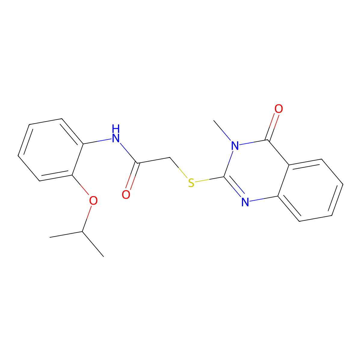 2-(3-methyl-4-oxoquinazolin-2-yl)sulfanyl-N-(2-propan-2-yloxyphenyl)acetamide molecular structure, CAS 309279-28-5