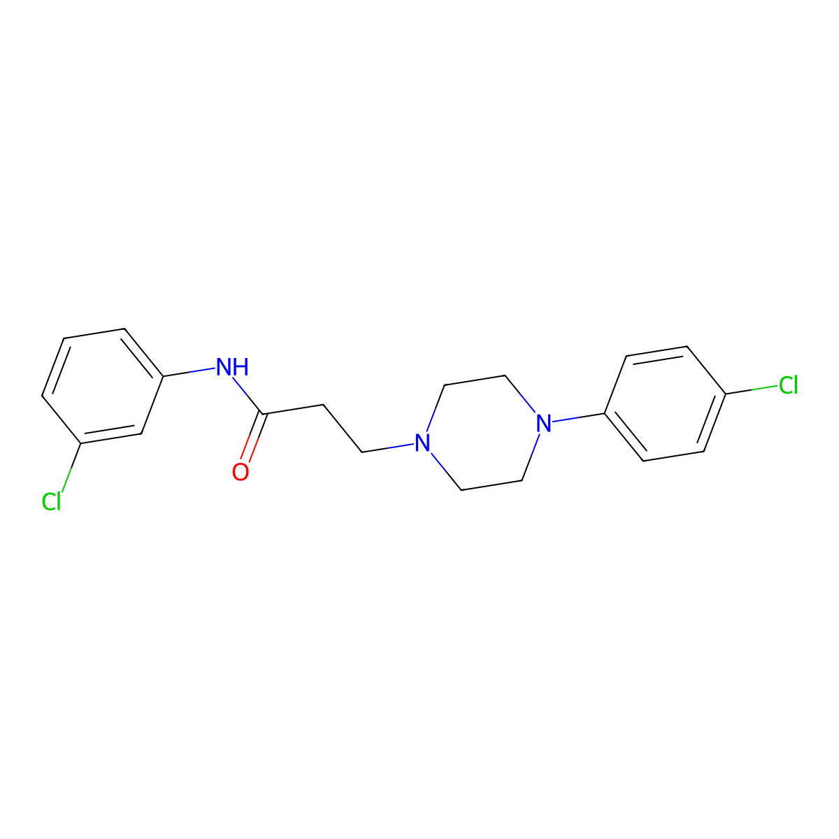 N-(3-chlorophenyl)-3-[4-(4-chlorophenyl)piperazin-1-yl]propanamide molecular structure, CAS 309279-46-7