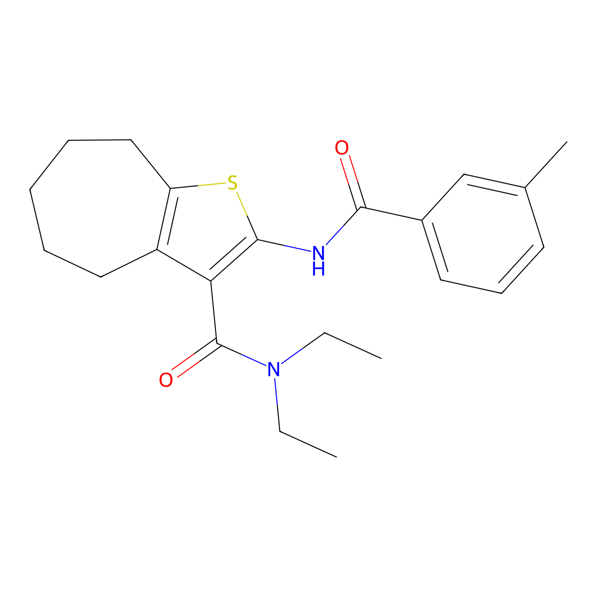 N,N-diethyl-2-[(3-methylbenzoyl)amino]-5,6,7,8-tetrahydro-4H-cyclohepta[b]thiophene-3-carboxamide molecular structure, CAS 309279-49-0