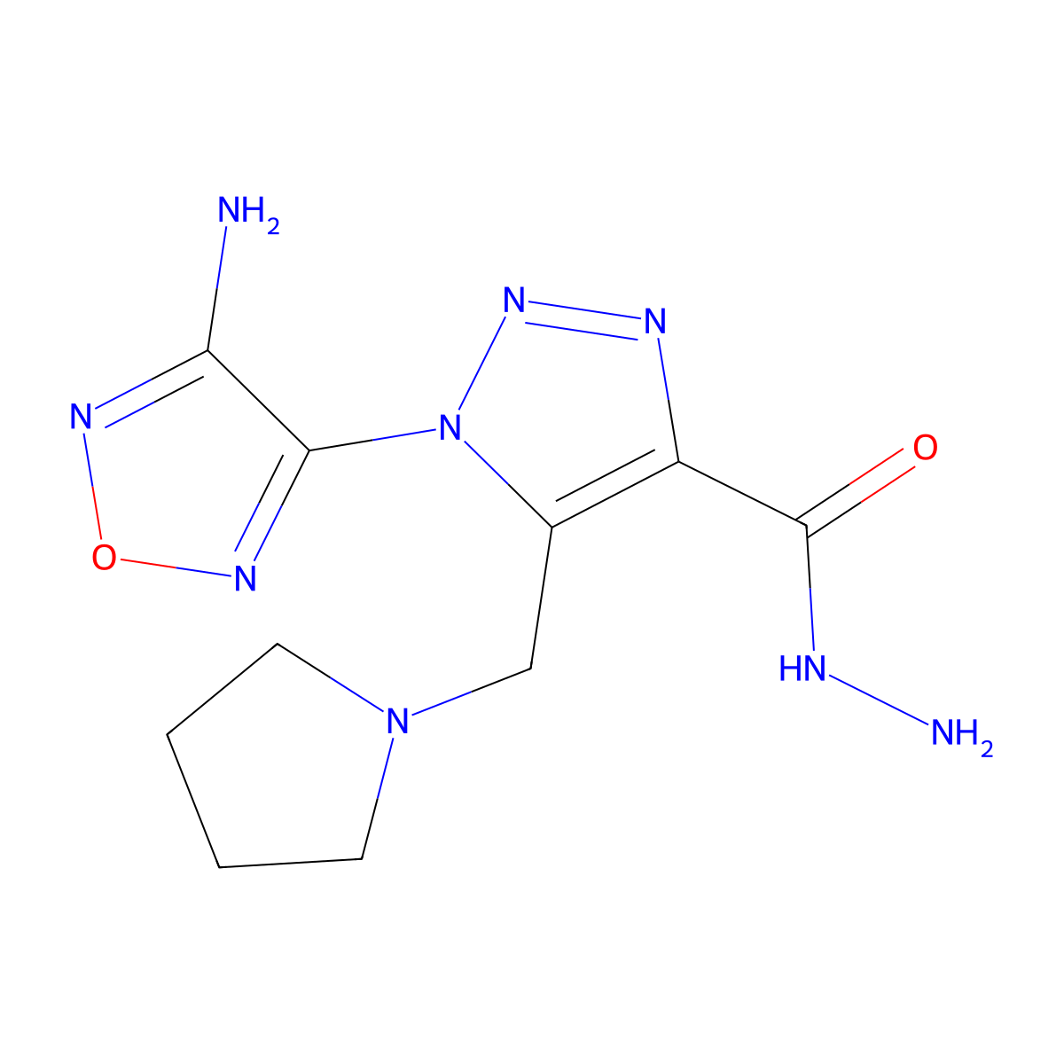 1-(4-Amino-furazan-3-yl)-5-pyrrolidin-1-ylmethyl-1H-[1,2,3]triazole-4-carboxylic acid hydrazide molecular structure, CAS 309279-66-1