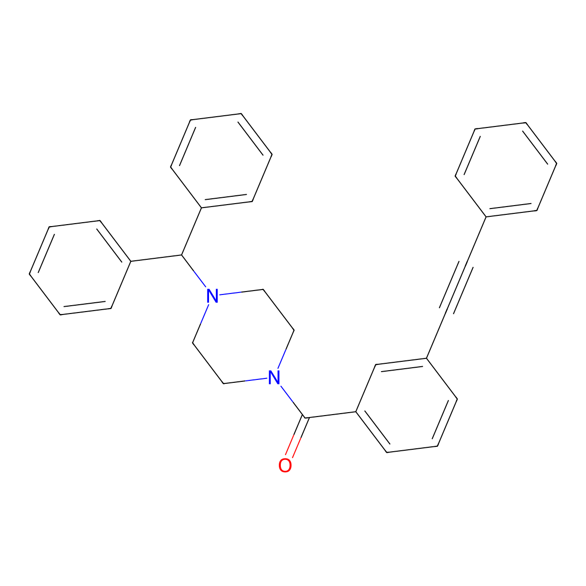 (4-Benzhydrylpiperazin-1-yl)-[3-(2-phenylethynyl)phenyl]methanone molecular structure, CAS 309279-67-2