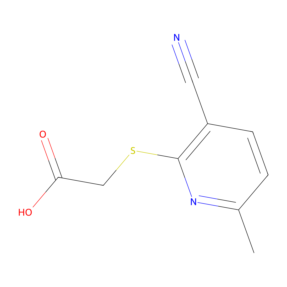 [(3-Cyano-6-methylpyridin-2-yl)thio]acetic acid molecular structure, CAS 309279-80-9
