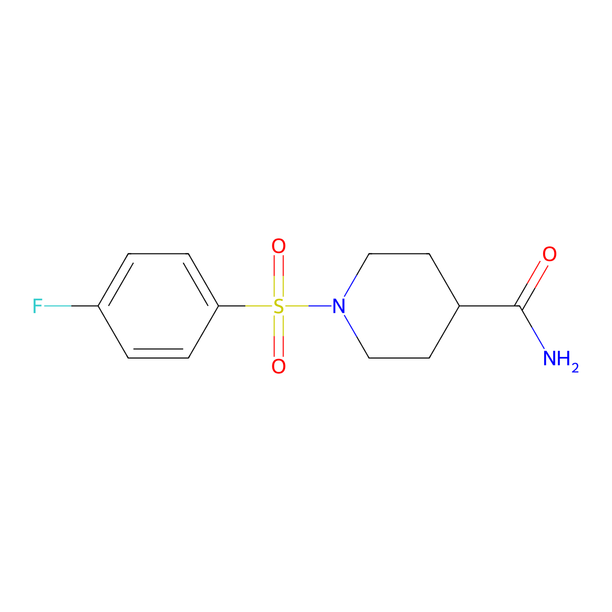 1-[(4-Fluorophenyl)sulfonyl]-4-piperidinecarboxamide molecular structure, CAS 309279-85-4