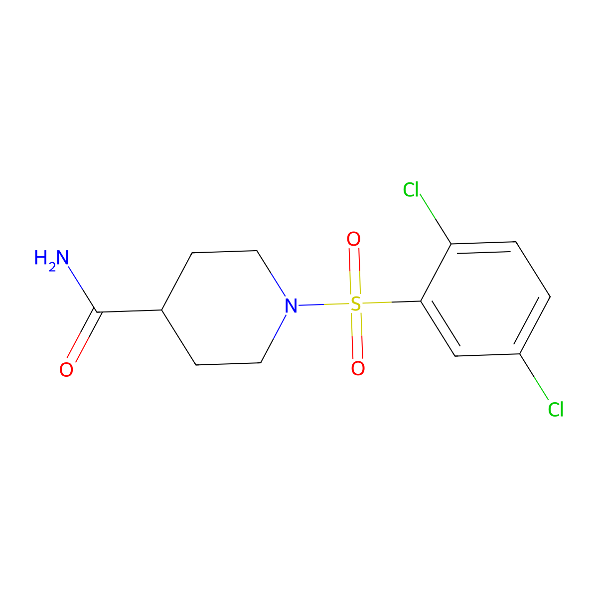 1-[(2,5-Dichlorophenyl)sulfonyl]-4-piperidinecarboxamide molecular structure, CAS 309279-86-5