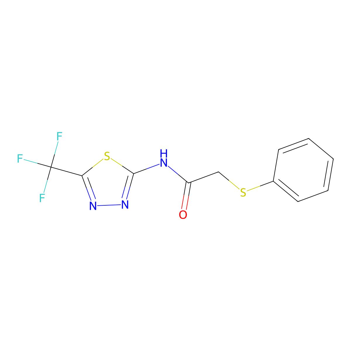 2-(Phenylsulfanyl)-N-[5-(trifluoromethyl)-1,3,4-thiadiazol-2-yl]acetamide molecular structure, CAS 309280-39-5