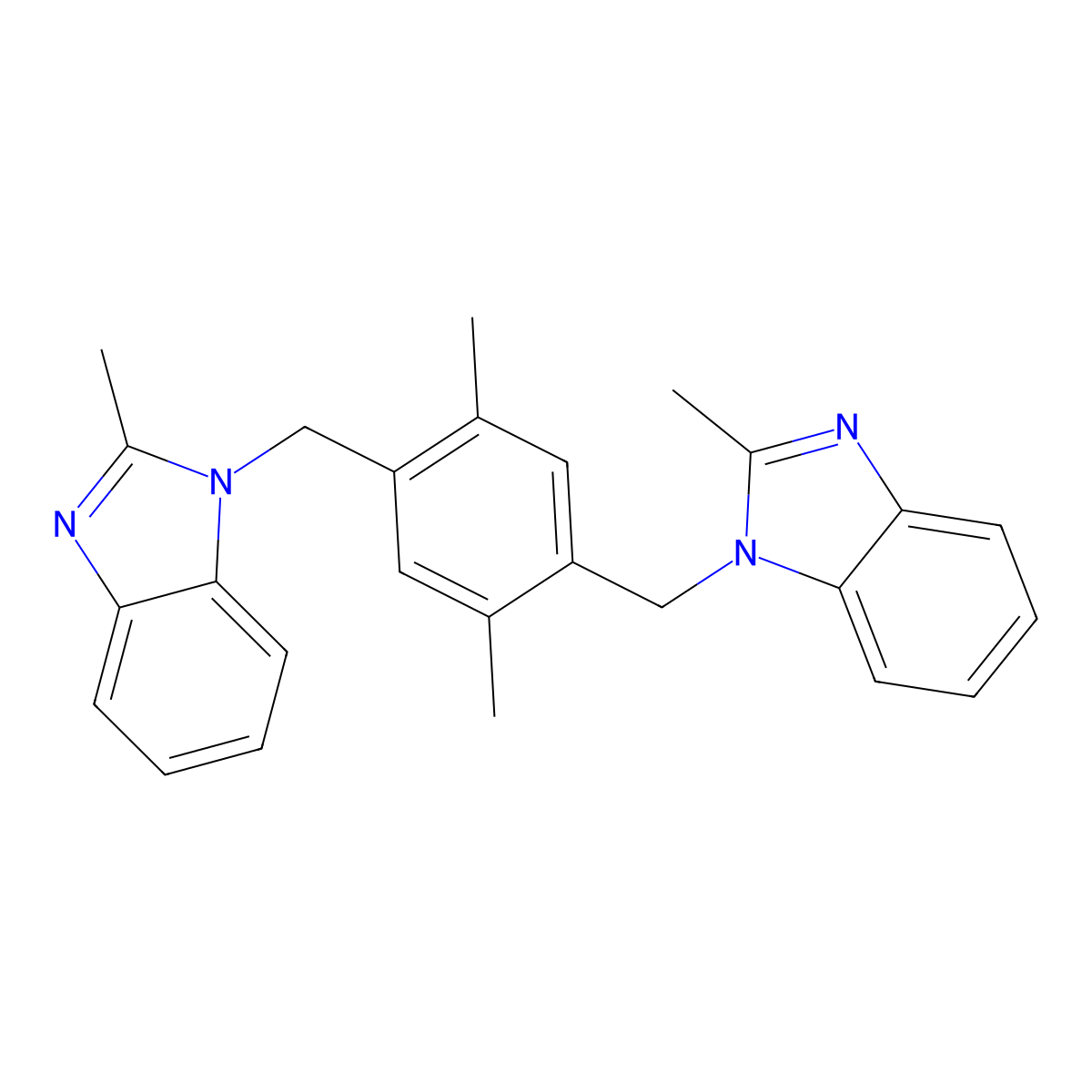 1-[[2,5-Dimethyl-4-[(2-methylbenzimidazol-1-yl)methyl]phenyl]methyl]-2-methylbenzimidazole molecular structure, CAS 309281-45-6