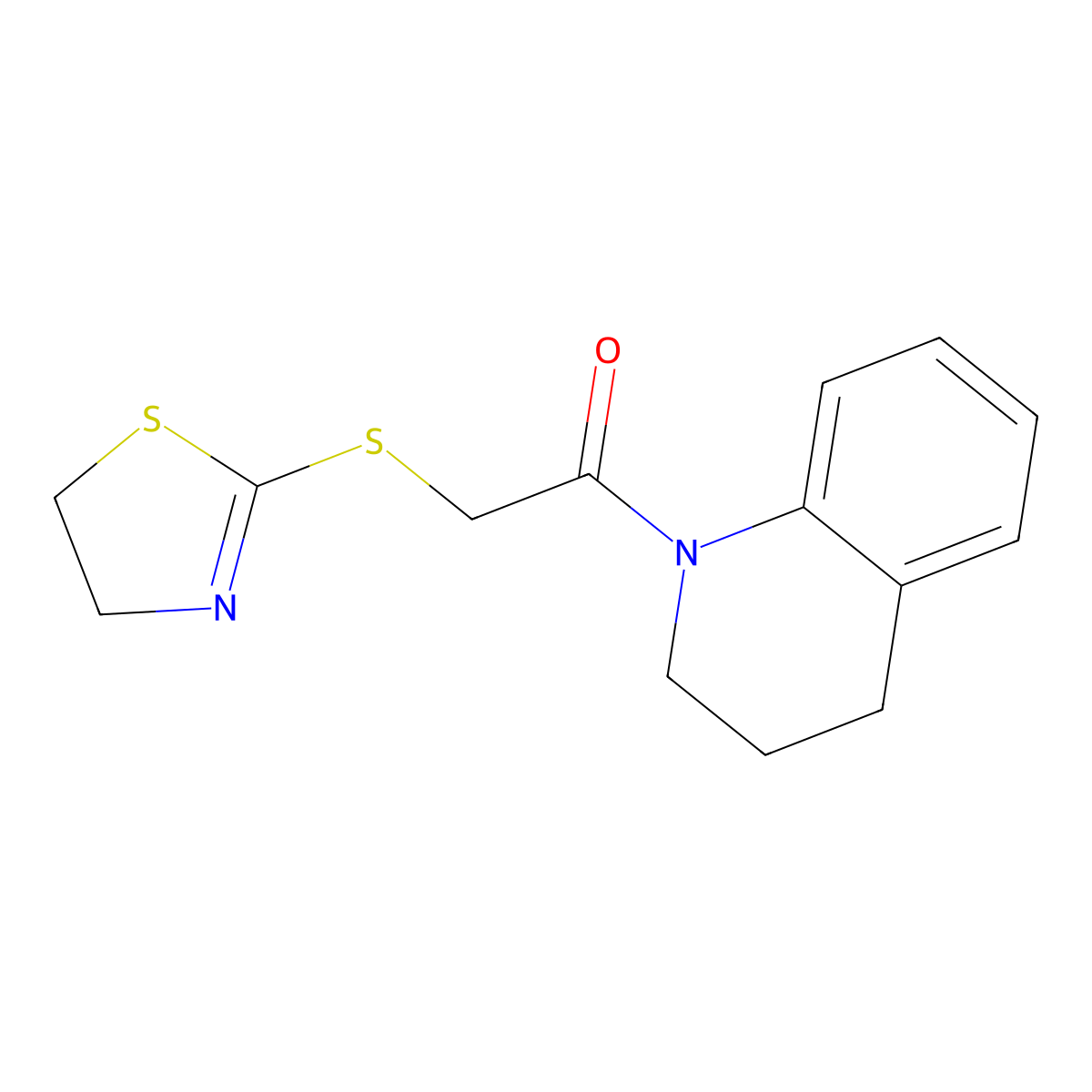 1-(3,4-dihydro-2H-quinolin-1-yl)-2-(4,5-dihydro-1,3-thiazol-2-ylsulfanyl)ethanone molecular structure, CAS 309281-83-2