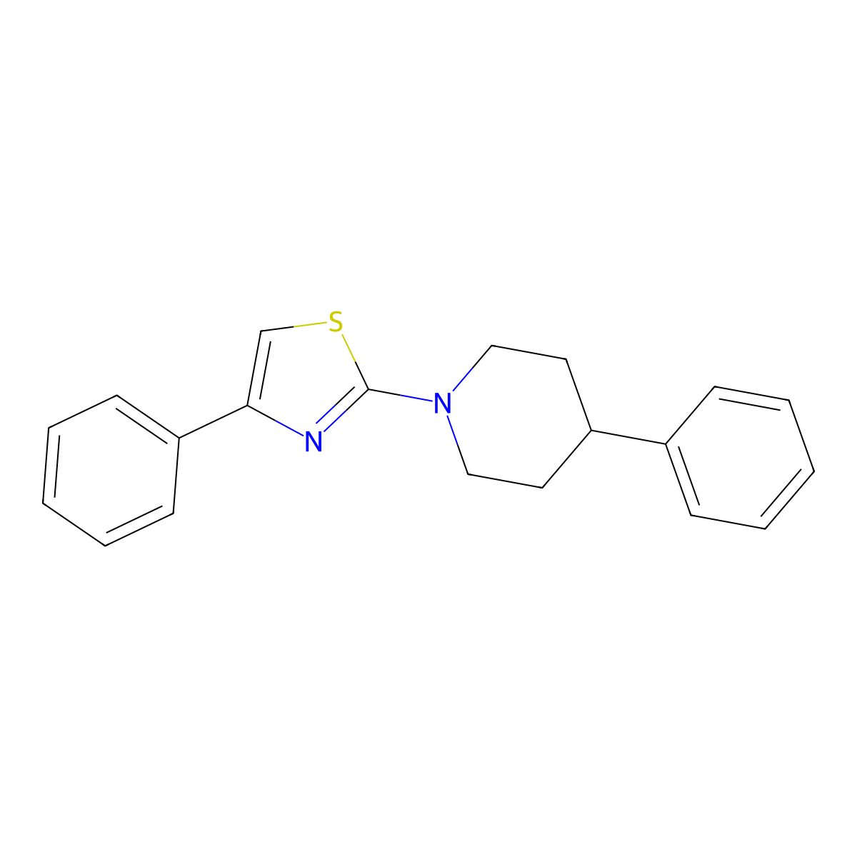 4-Phenyl-1-(4-phenyl-1,3-thiazol-2-yl)piperidine molecular structure, CAS 309282-11-9