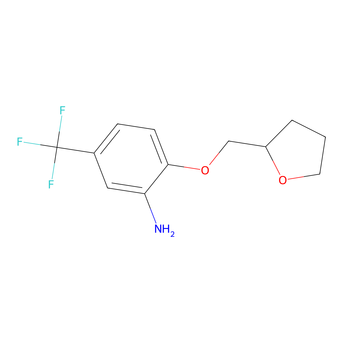 2-(Tetrahydro-furan-2-ylmethoxy)-5-trifluoromethyl-phenylamine molecular structure, CAS 309282-21-1