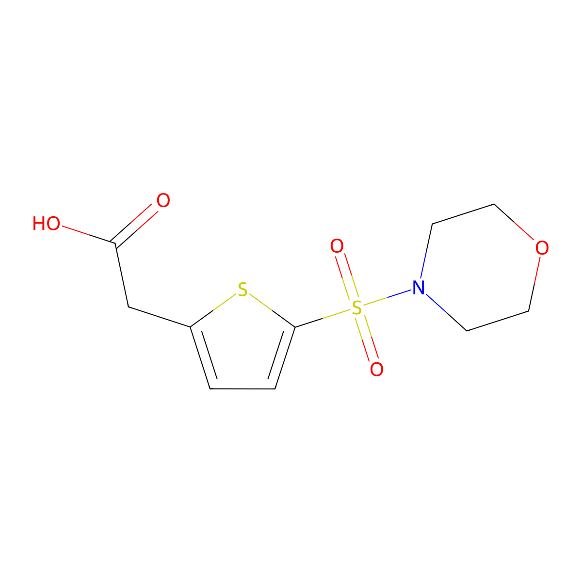 2-(5-(Morpholine-4-sulfonyl)thiophen-2-yl)acetic acid molecular structure, CAS 309282-76-6