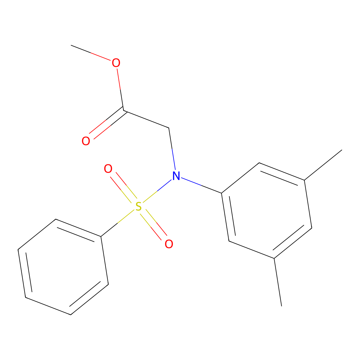 methyl N-(3,5-dimethylphenyl)-N-(phenylsulfonyl)glycinate molecular structure, CAS 309282-80-2