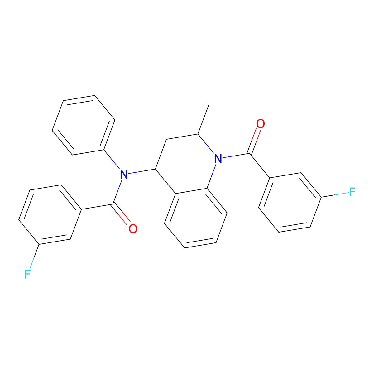 3-fluoro-N-[1-(3-fluorobenzoyl)-2-methyl-1,2,3,4-tetrahydro-4-quinolinyl]-N-phenylbenzamide molecular structure, CAS 309283-29-2
