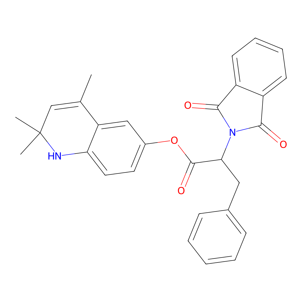 2,2,4-trimethyl-1,2-dihydro-6-quinolinyl 2-(1,3-dioxo-1,3-dihydro-2H-isoindol-2-yl)-3-phenylpropanoate molecular structure, CAS 309283-34-9