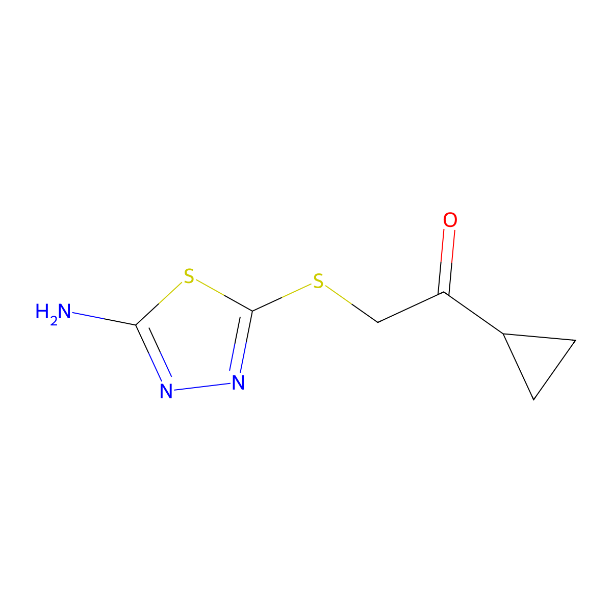 2-(5-Amino-[1,3,4]thiadiazol-2-ylsulfanyl)-1-cyclopropyl-ethanone molecular structure, CAS 309283-44-1