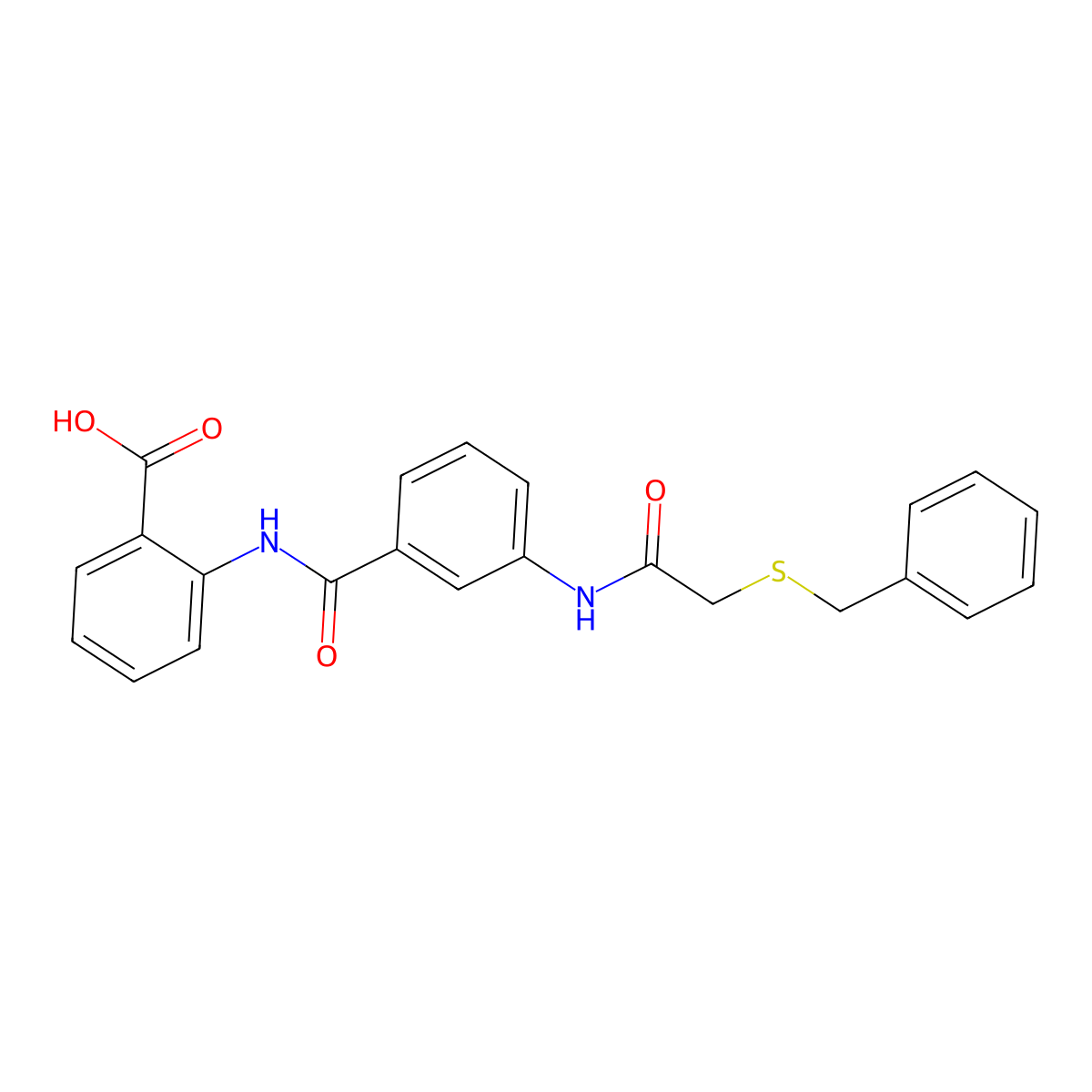 2-[(3-{[(Benzylthio)acetyl]amino}benzoyl)amino]benzoic acid molecular structure, CAS 309283-67-8