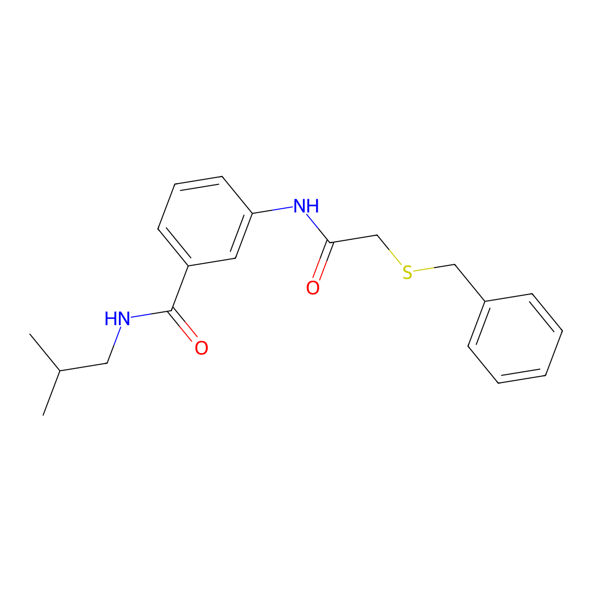 3-[(2-benzylsulfanylacetyl)amino]-N-(2-methylpropyl)benzamide molecular structure, CAS 309283-68-9