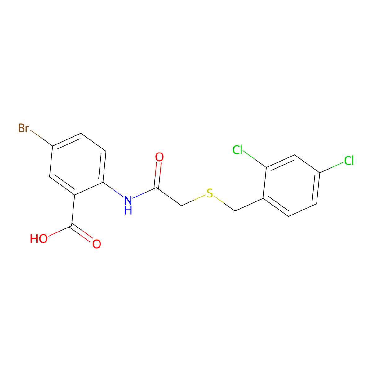 5-Bromo-2-({[(2,4-dichlorobenzyl)sulfanyl]acetyl}amino)benzoic acid molecular structure, CAS 309283-70-3