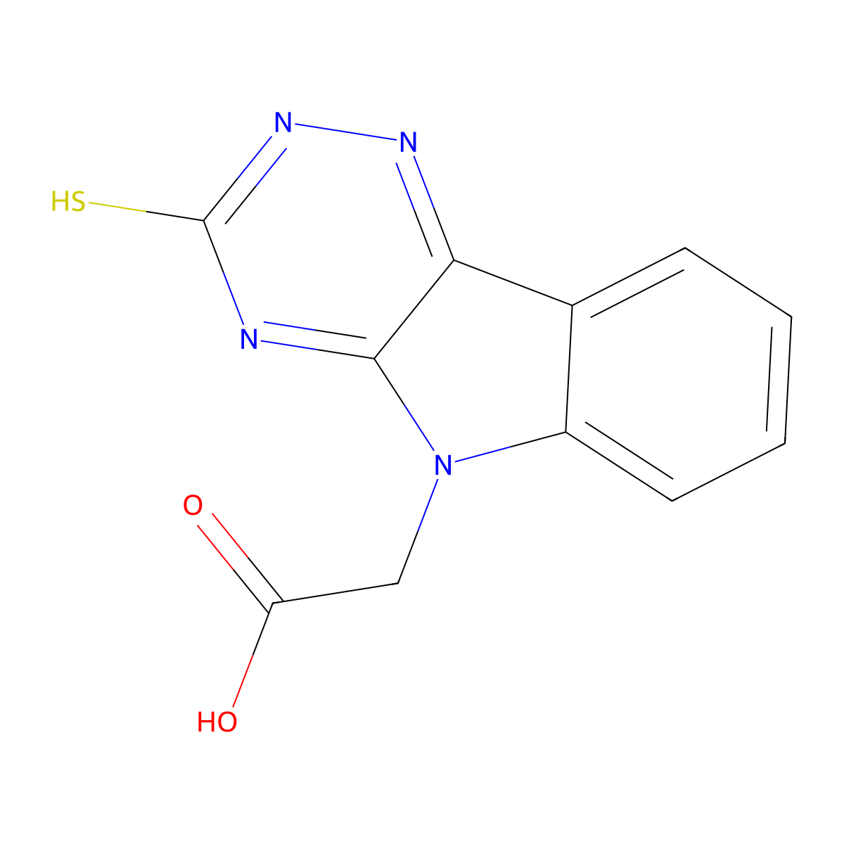 3-mercapto-5H-1,2,4-triazino(5,6-b)indole-5-acetic acid molecular structure, CAS 309283-89-4