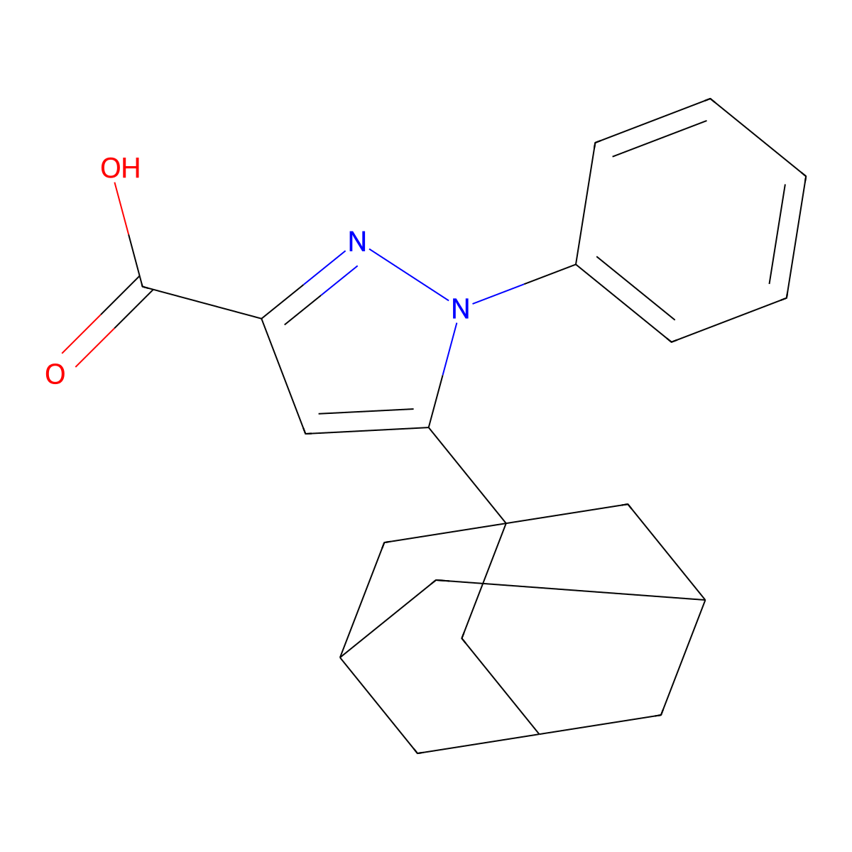 5-(1-Adamantyl)-1-phenylpyrazole-3-carboxylic acid molecular structure, CAS 309283-90-7